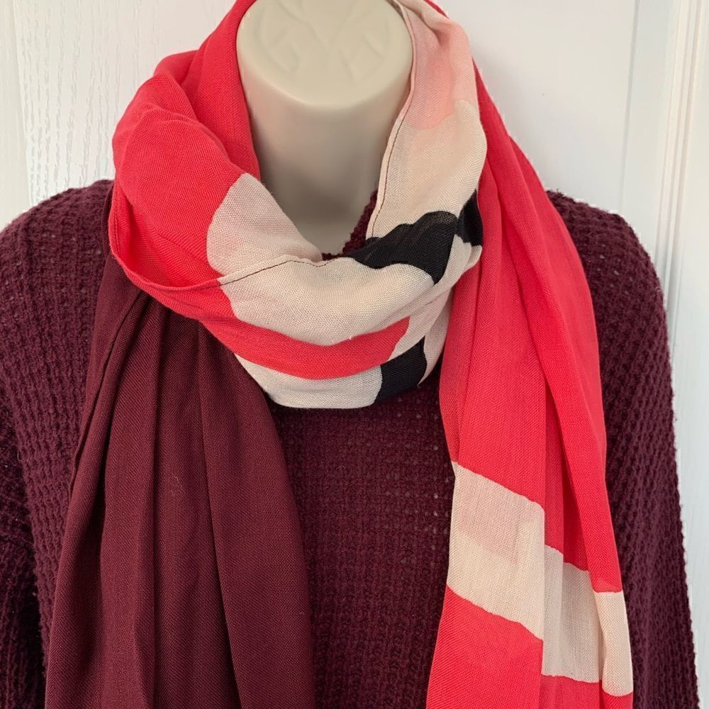 Kate Spade Pink Multi Color Scarf! ♠️ ❤️ - Picture 5 of 6